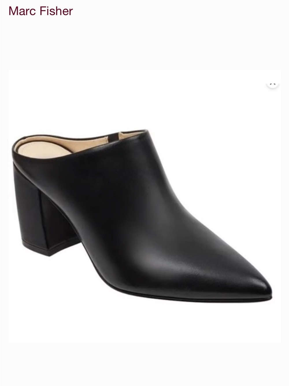 Mark Fisher Black Leather Pointed-Toe Mule Heel